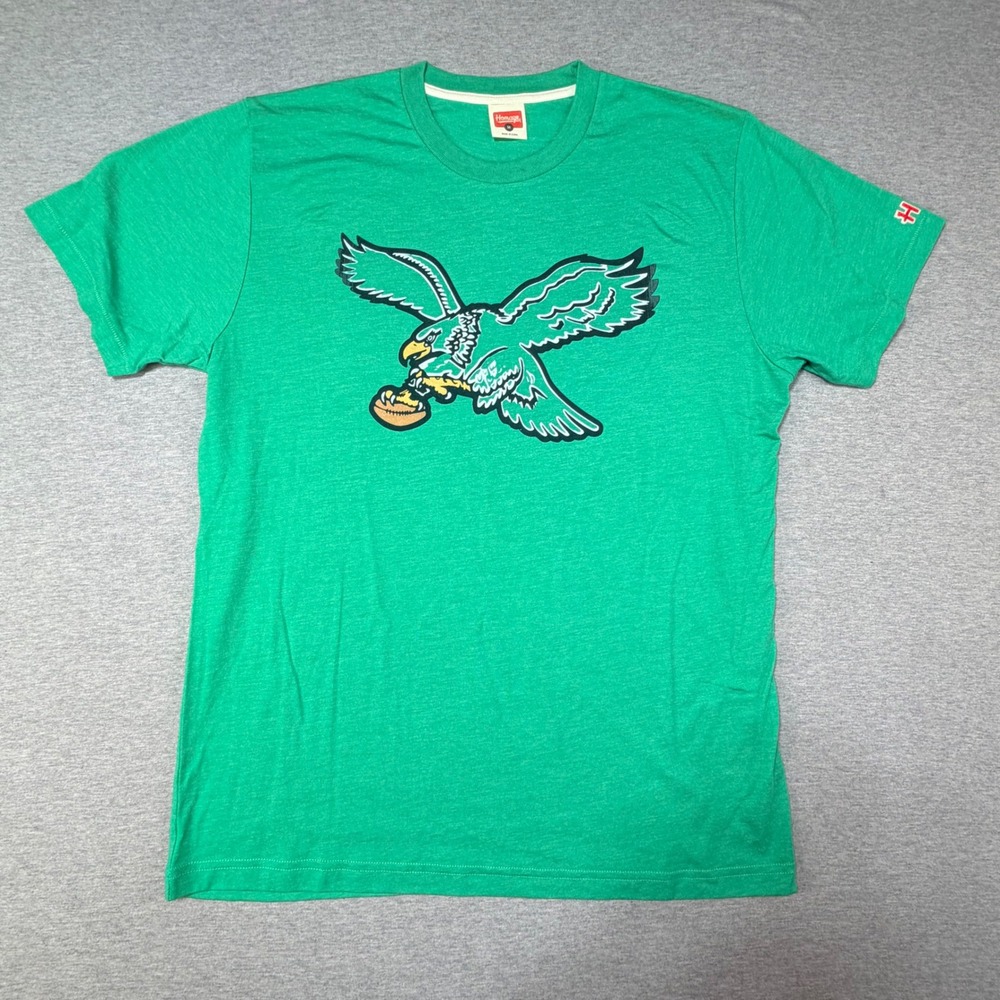 Homage Philadelphia Eagles T Shirt Mens Medium Green Distressed Retro Graphic